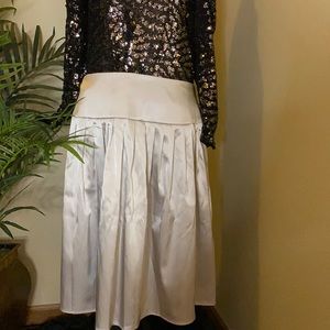 Silver pleated silk skirt
